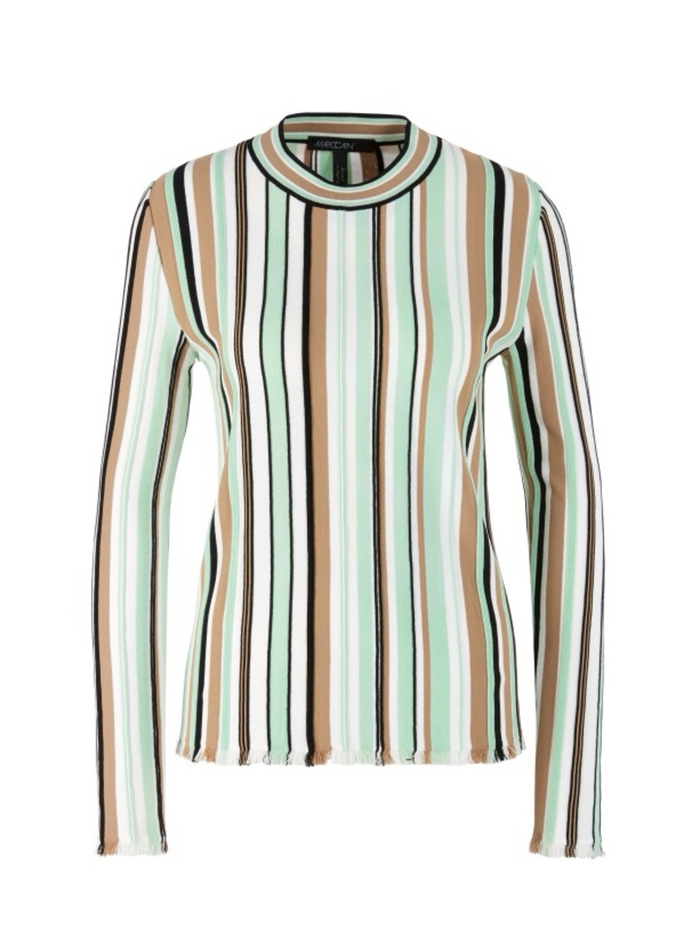 MARC CAIN Long-sleeved shirt, multicolored stripes Mint Green Brown Black Size M - Picture 1 of 9